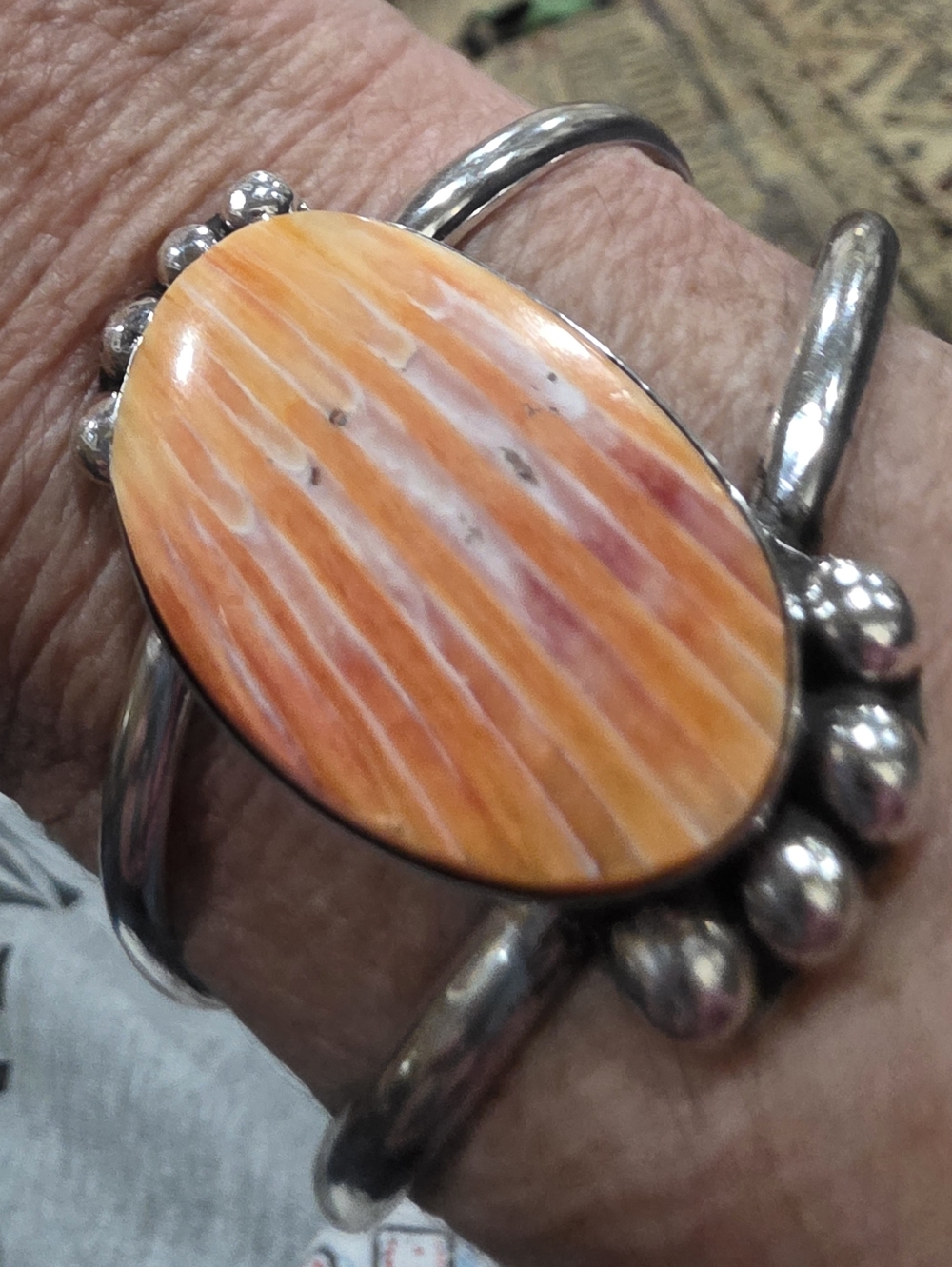 Spiny Oyster Sterling Silver Cuff Bracelet